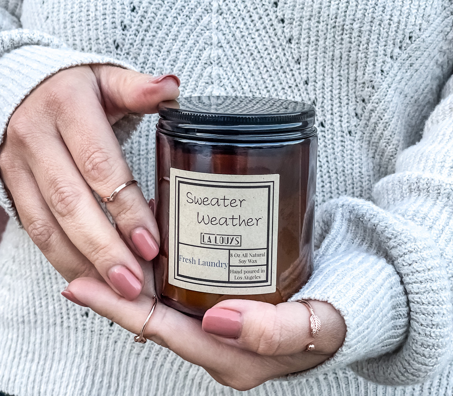 8oz Custom Label Amber Candle